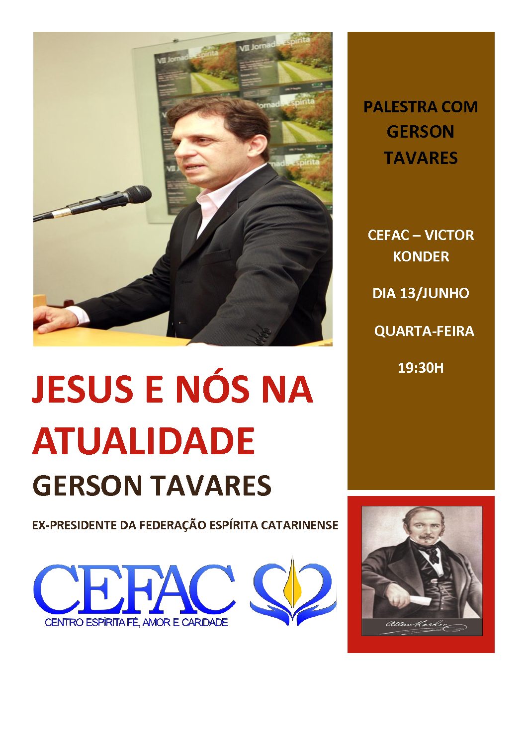 CEFAC convida para a palestra: JESUS E NÓS NA ATUALIDADE com Gerson Tavares