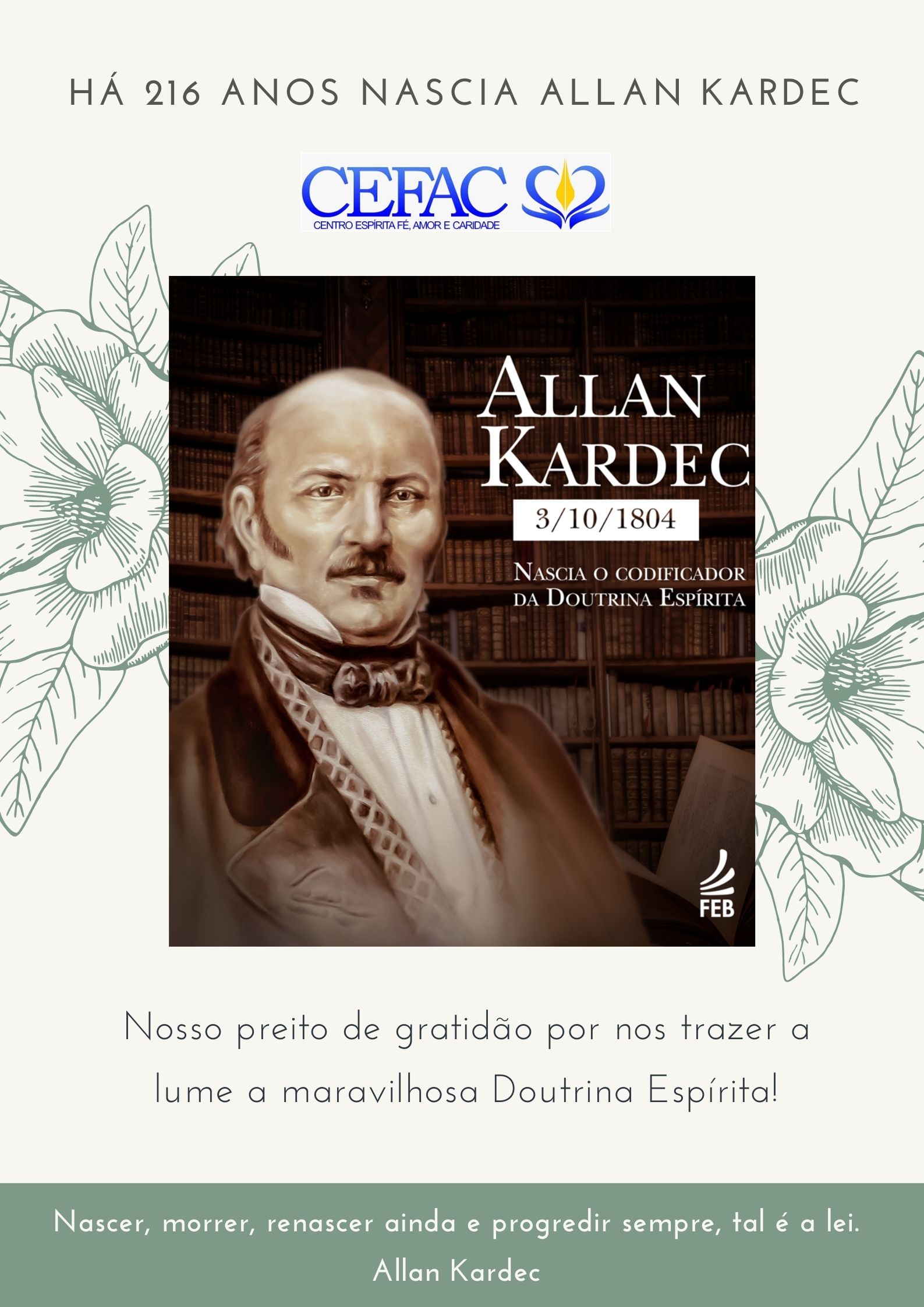 216 anos nascimento Allan Kardec