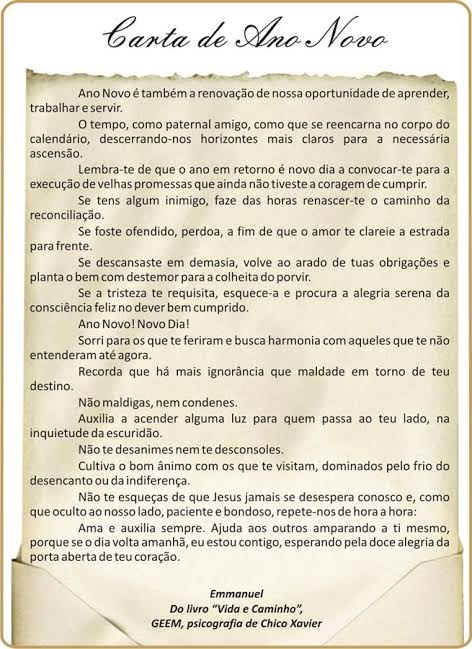 “Ano Novo é também a renovação de nossa oportunidade de aprender, trabalhar e servir.”