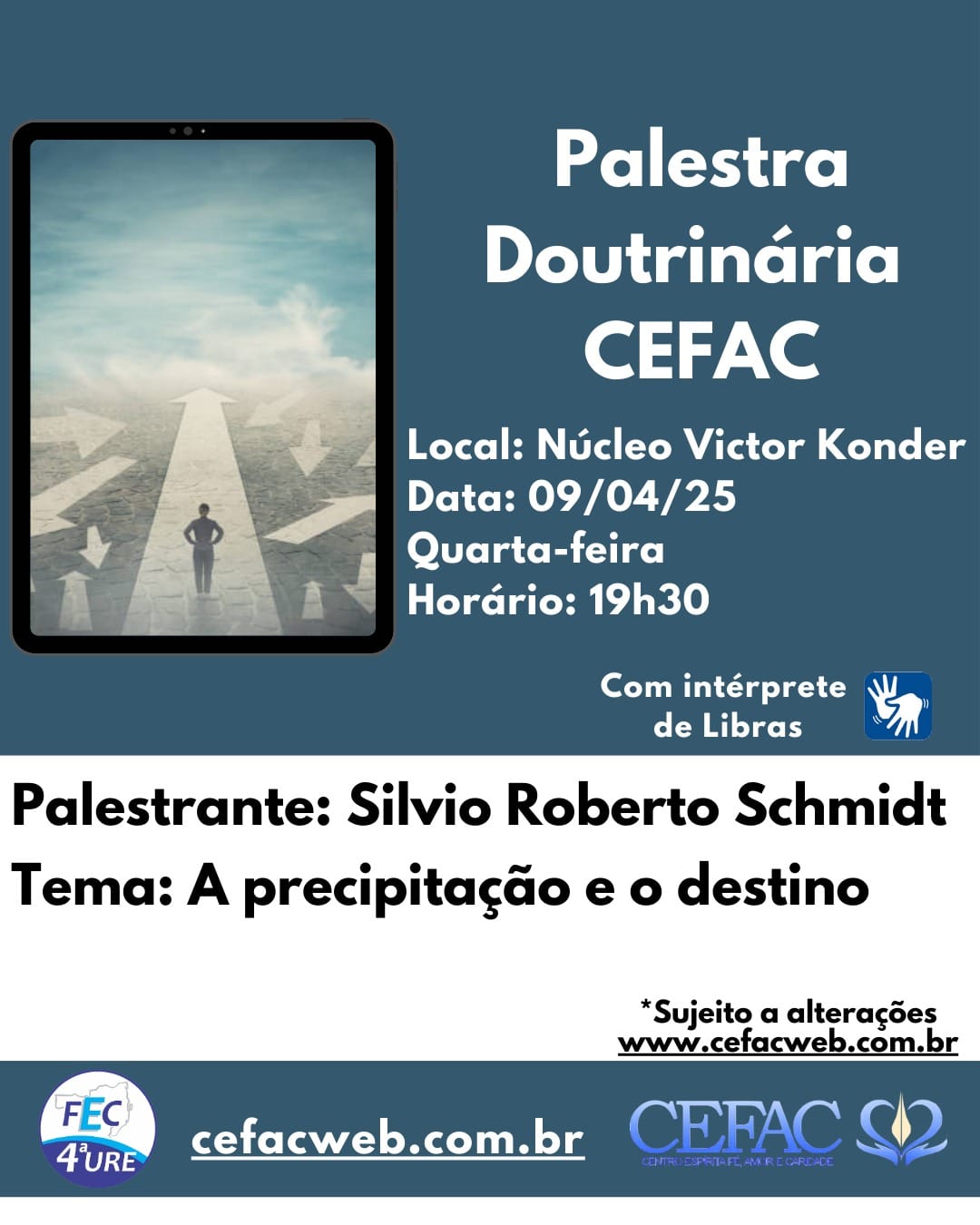 Palestra on-line e presencial na quarta-feira dia 09/04/2025