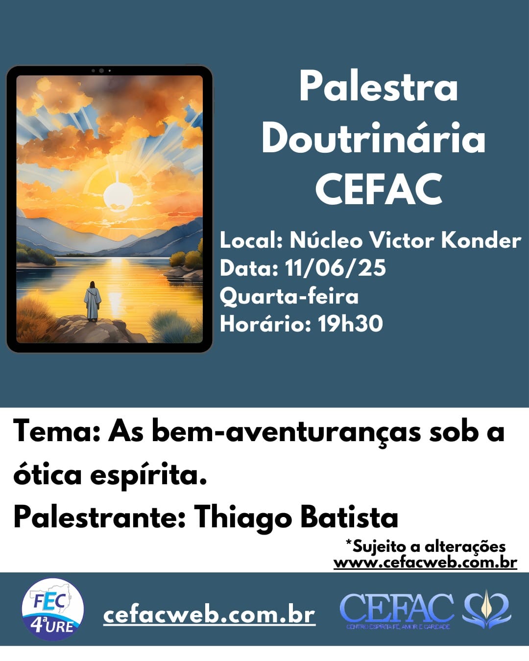 Palestra on-line ou presencial, quarta-feira, dia 11/06/25