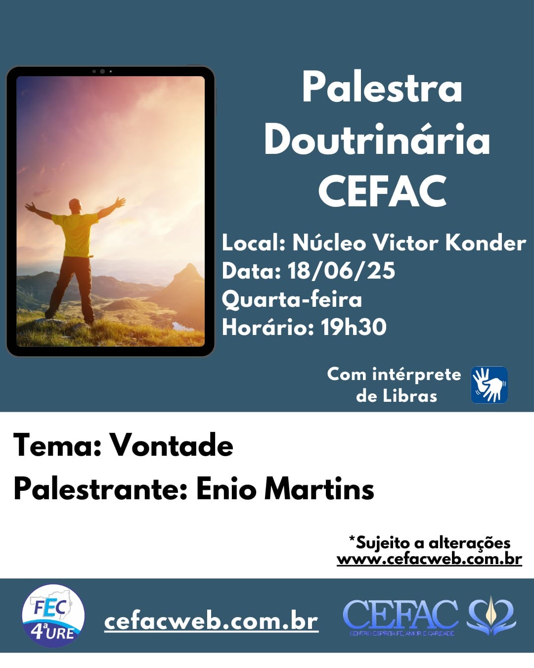 Palestra on-line ou presencial, quarta-feira, dia 18/06/25