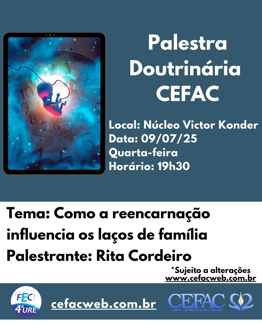 Palestra on-line e presencial, quarta-feira, 09/07/2025