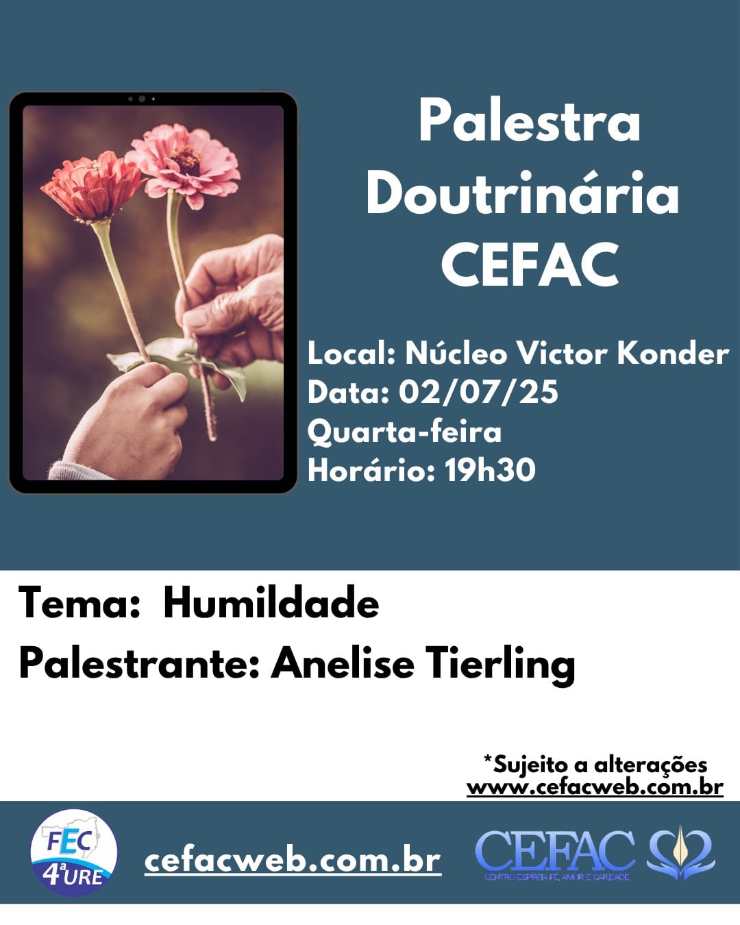 Palestra on-line e presencial, quarta-feira, 02/07/2025