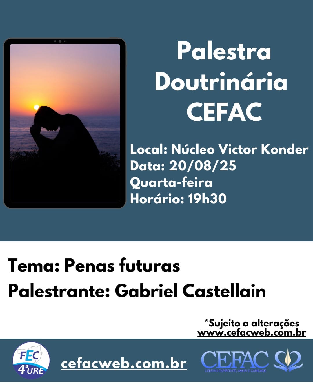 PALESTRA ON-LINE E PRESENCIAL, QUARTA-FEIRA, 20/08/2025