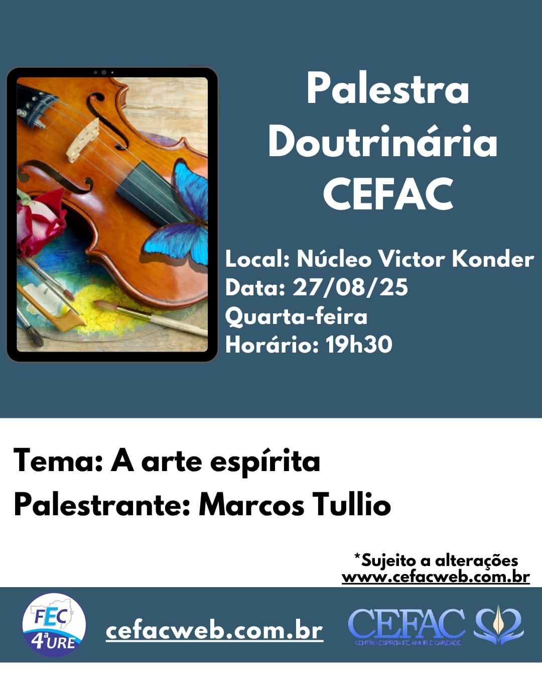 PALESTRA ON-LINE E PRESENCIAL, QUARTA-FEIRA, 27/08/2025