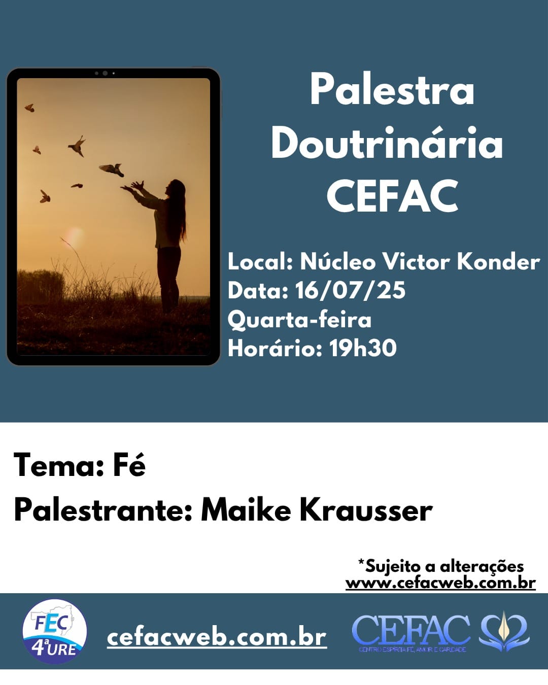 Palestra on-line e presencial, nesta quarta-feira, dia 16/07/2025