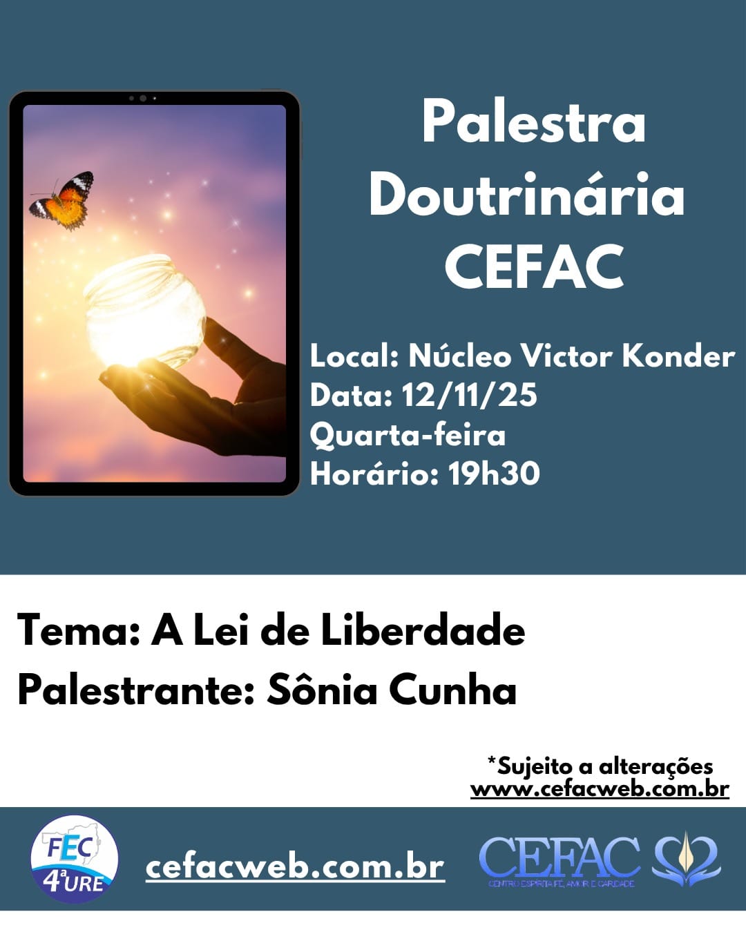 Palestra on-line e presencial, dia 12/11/2025