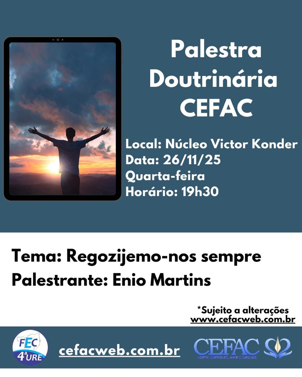 Palestra on-line e presencial, dia 26/11/2025