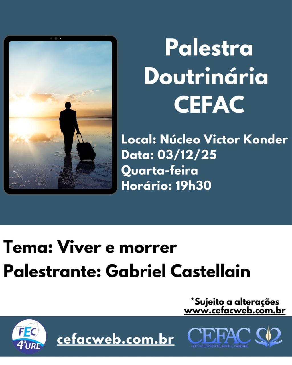 Palestra on-line e presencial, quarta-feira dia 03/12/2025