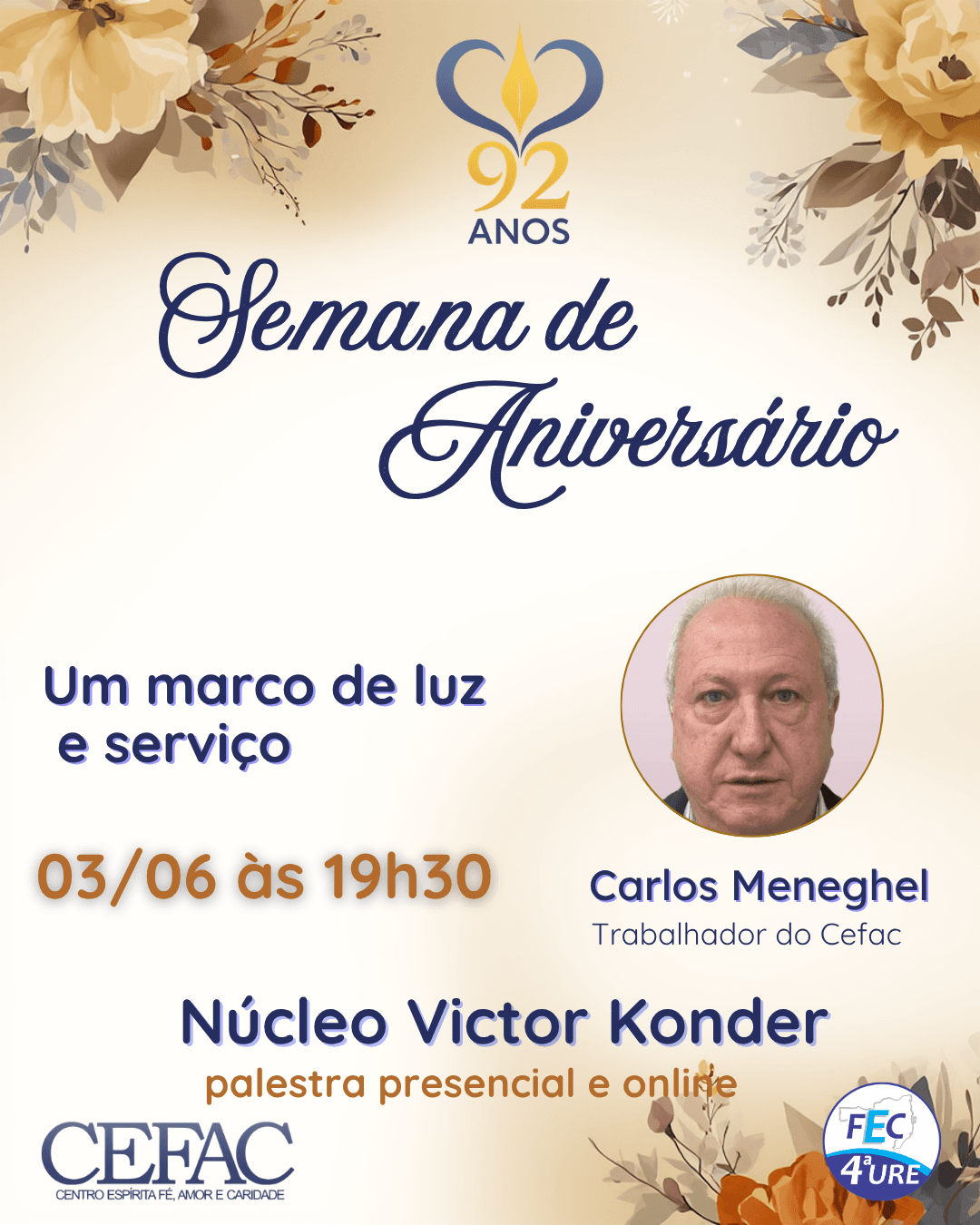 Palestra on-line e presencial, quarta-feira, 03/06/26